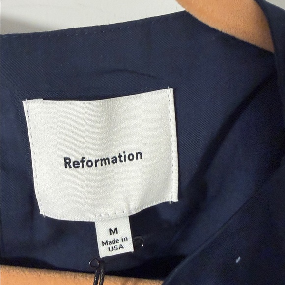 NWT Reformation Adalyn Sleeveless Navy Linen Shift Dress Size M - Picture 13 of 13